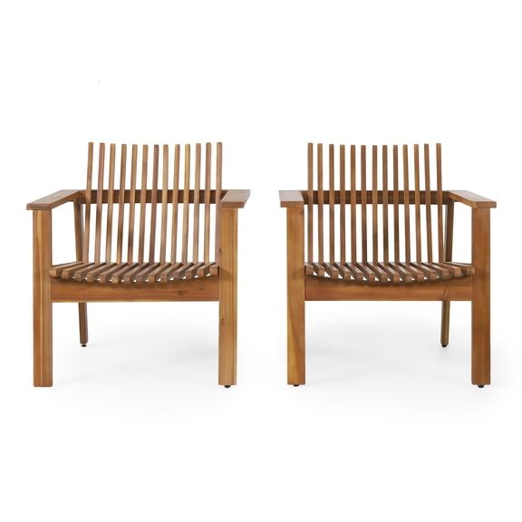 Noble House Bryony Transitional Wood Club Chair, Teak (Set of 2)