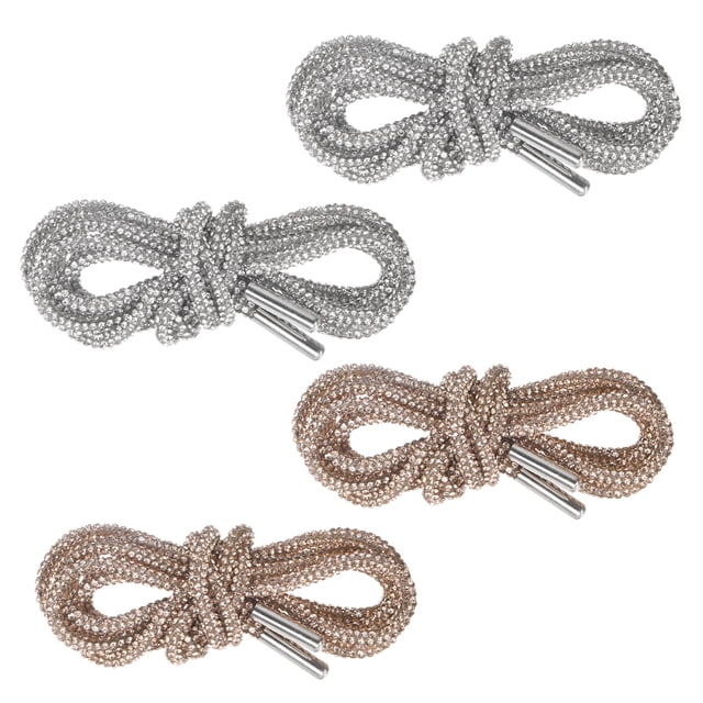 Uxcell 2-Pares Cordones de Rhinestone 55" Cuerdas de Cristal para Zapatillas Blancas, Champagne