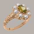 thumbnail image 2 of LBG British Made 10k Rose Gold Natural Peridot & Cultured Pearl Womens Statement Ring - 33 size options - Size 10.75, 2 of 8
