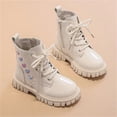 thumbnail image 5 of Spazoro Girls Ankle Fashion Boots, Side Zipper Non Slip Fall Cute Decor Casual Outdoor Shoes for Toddler Little Big Kids Beige Size 12, 5 of 5