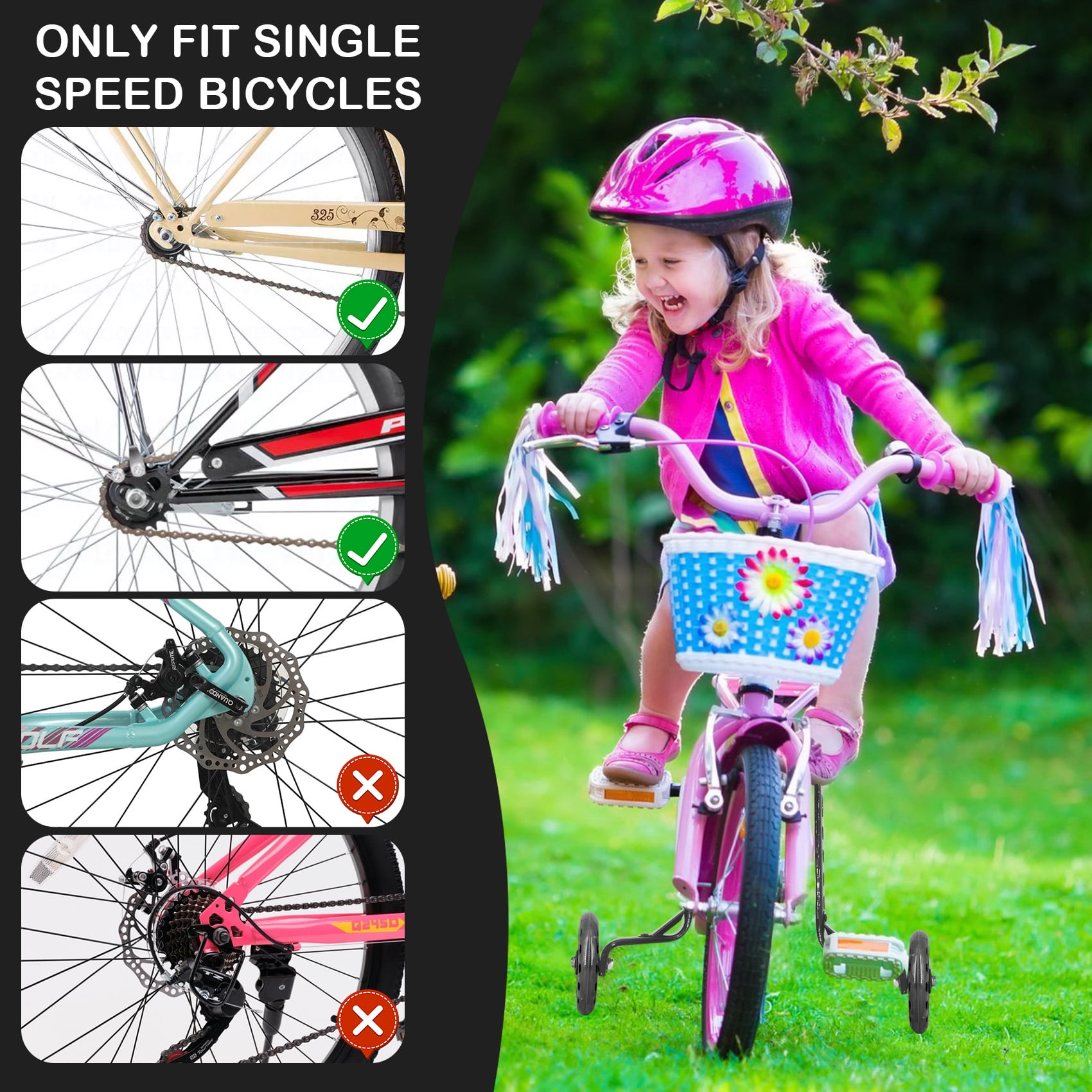 Roues D'Entraînement Universelles YARNOW - Acier Pour Vélos Enfants 12 à 20 Pouces - 8
