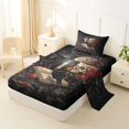 thumbnail image 2 of Homewish Halloween Sugar Skull Twin Sheets,Red Rose Bedding,Gothic Aesthetic Bed Set,3 Pieces,1 Fitted Sheet and 1 Pillowcase, 2 of 6