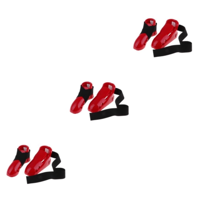 Protector de pie Wosthever para Karate Gear Flexible Sparring Foot PU resistente a impactos Rojo L