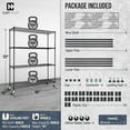 thumbnail image 3 of CAPHAUS NSF Heavy Duty Commercial Adjustable Wire Shelving w/ Wheels & Leveling Feet, Kitchen Storage Metal Shelf, Garage Storage Shelving, Utility Wire Rack Storage Unit, Black 60 x 18 x 76 4-Tier, 3 of 9