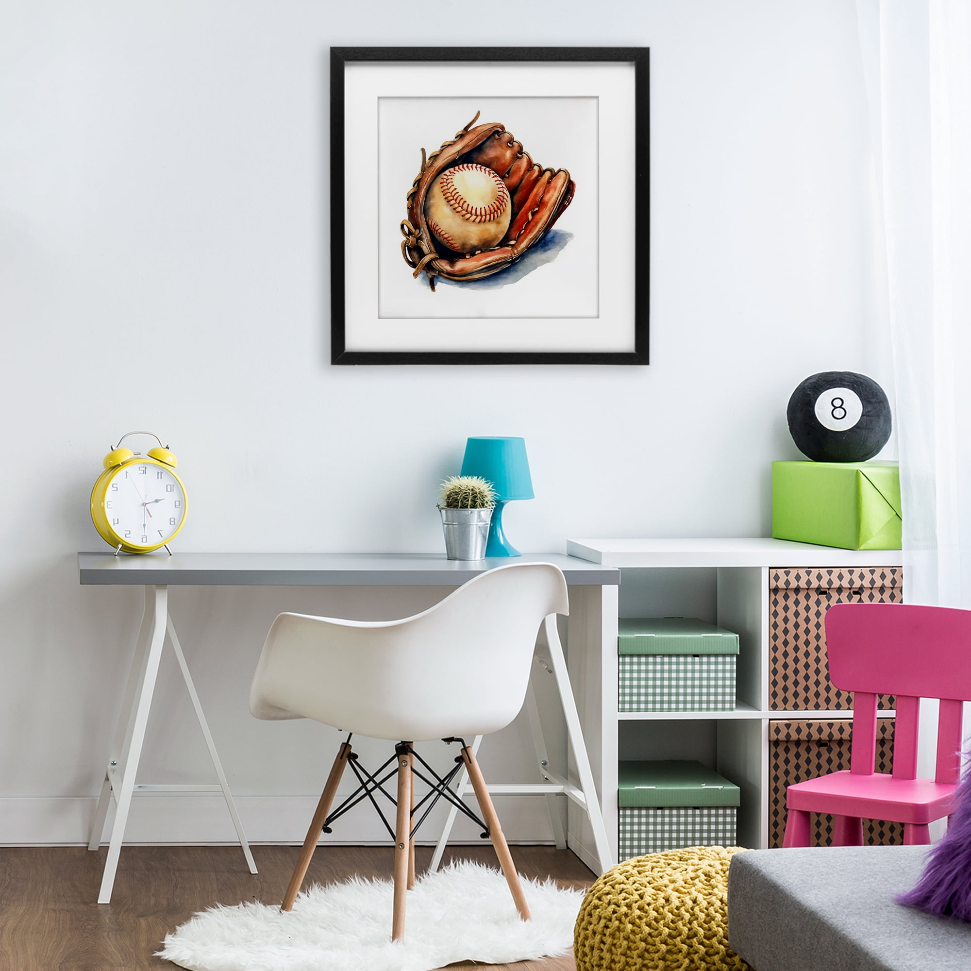 Stupell Industries Glove & Ball in Leather Black Framed Print Under Glass, design by Creative Studio