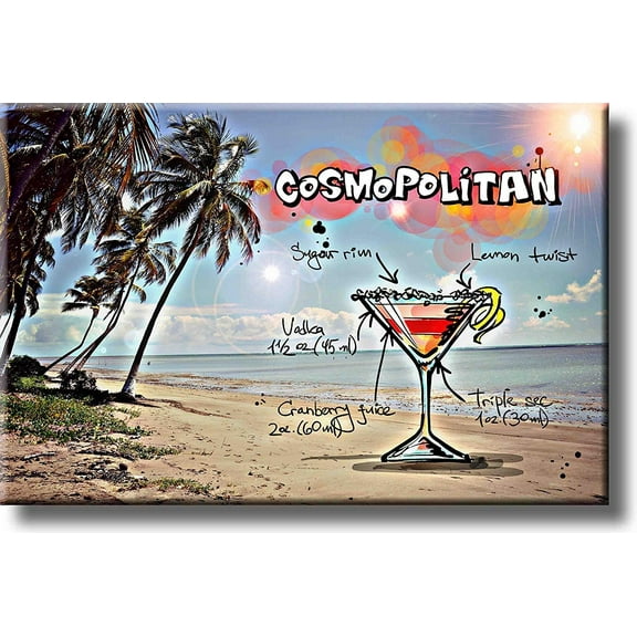 Cosmopolitan Cocktail Recipe Drink Picture on Stretched Canvas, Wall Art Decor, Ready to Hang!