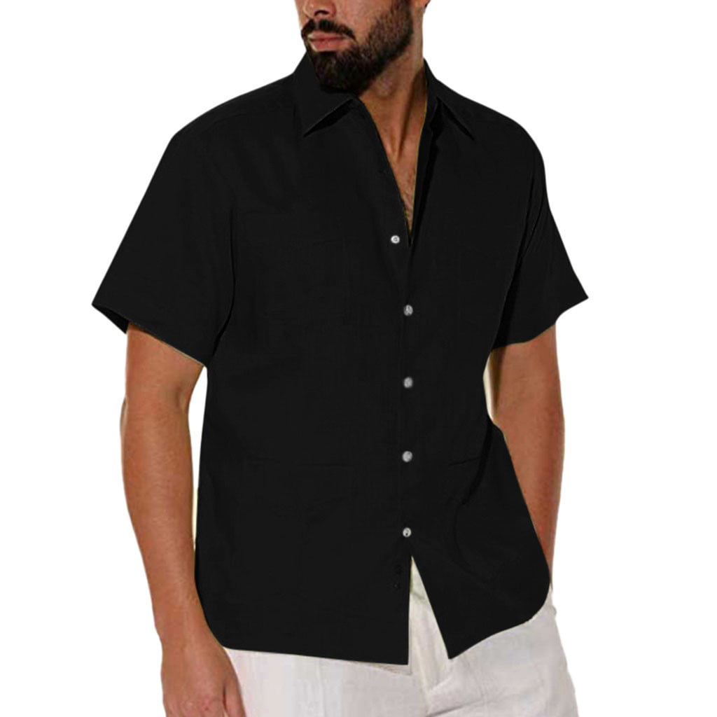 LianXiYou Mens Button Up Short-Sleeve Turn-Down Collar Sun Western Shirt