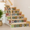 thumbnail image 4 of Mi Alma Blue Green Floral Peel & Stick Tiles - Vinyl Backsplash 8x8, 4 of 10