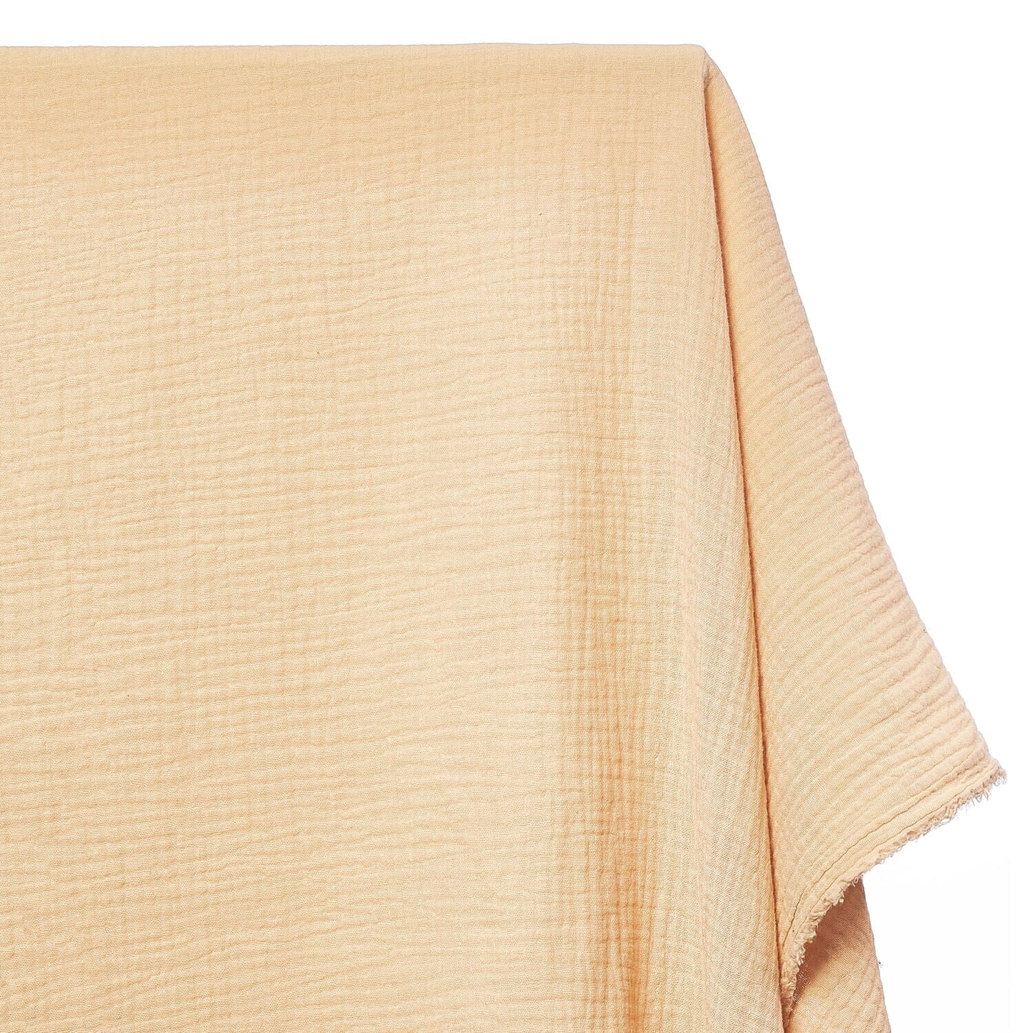 Double Cotton Gauze Hypoallergenic Lightweight Leno Crinkle Fabric By The Yard - For Sewing Apparel, Accessories, & Décor - Champagne (5 Yards)