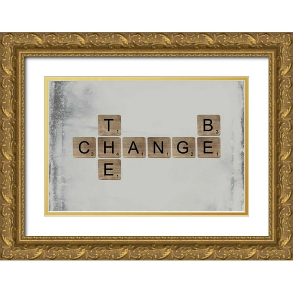 Longfellow Designs 24x17 Gold Ornate Wood Framed with Double Matting Museum Art Print Titled - Be the Change