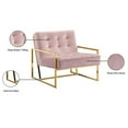 thumbnail image 4 of Maklaine Velvet/Stainless Steel/Solid Wood Pink Accent Chair in Pink, 4 of 5