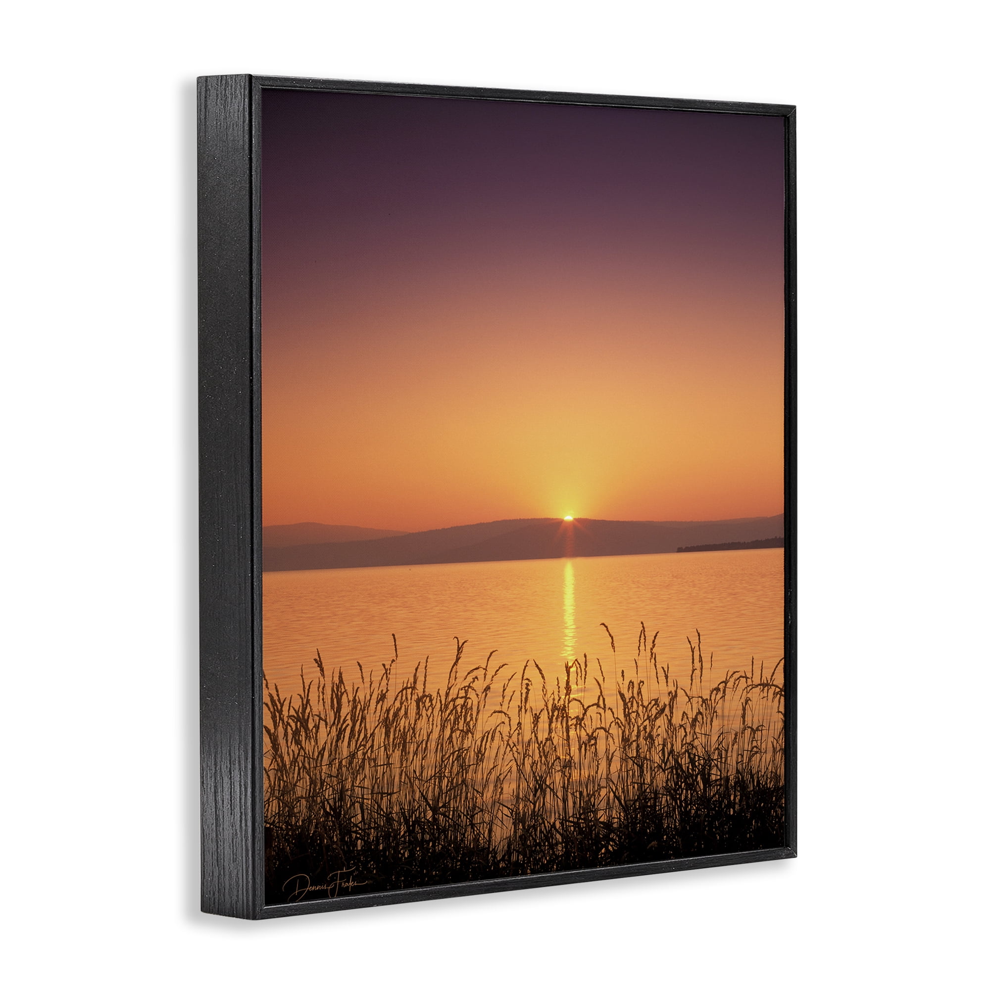 Stupell Industries Deep Orange Sunset Landscape Photography Black Framed Art Print Wall Art, 16 x 20