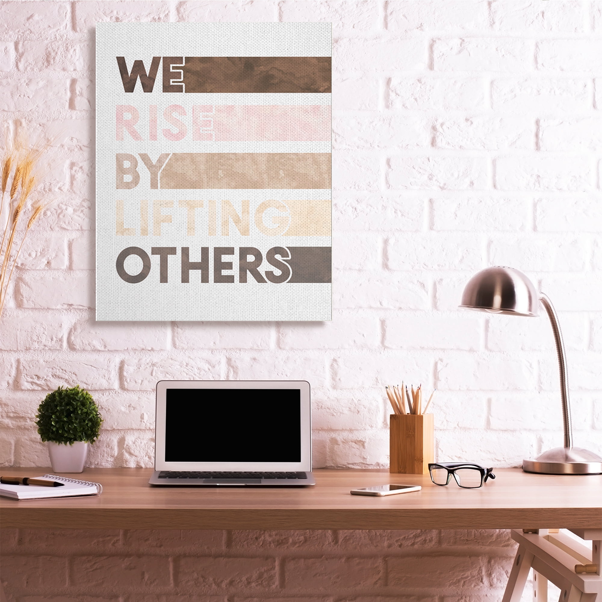 Stupell Industries Rise By Lifting Others Phrase Motivational Help Phrase Typography Painting Gallery Wrapped Canvas Art Print Wall Art, 36 x 48