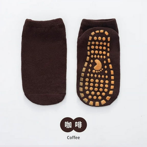 Kids adults Anti-Slip Sock trampoline Sock Cotton Breathable Short Socks Elasticity Sport Boy Girl Outside Child Socks C69-coffee S-1-4 Years