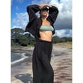 thumbnail image 6 of Women 2 Piece Skirt Sets Oversized Long Sleeve Top and Maxi Skirts Travel Vacation Set Black L, 6 of 7