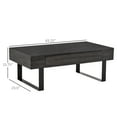 thumbnail image 2 of Rustic Dark Grey Rattan Coffee Table - 43.25"W, Particle Board & Steel, with Drawer - Modern Farmhouse Living Room Furniture, 2 of 7