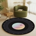 thumbnail image 5 of Qiweii Music Record Black Round Area Rug for Bedroom Bathroom Living Room Study Playing,Non-Slip Floor Mat Carpet Home Decor Rugs, 3' Diameter, 5 of 6