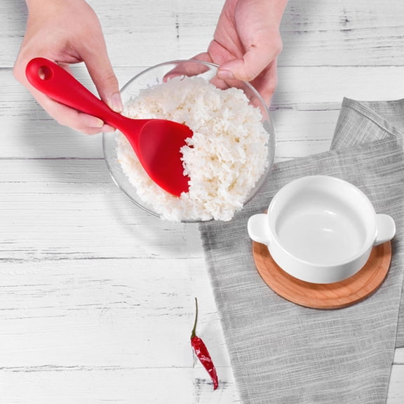 2 Pcs Silicone Rice Spoon Asian Soup Non Stick Cooking Utensils Paddle Silica Gel