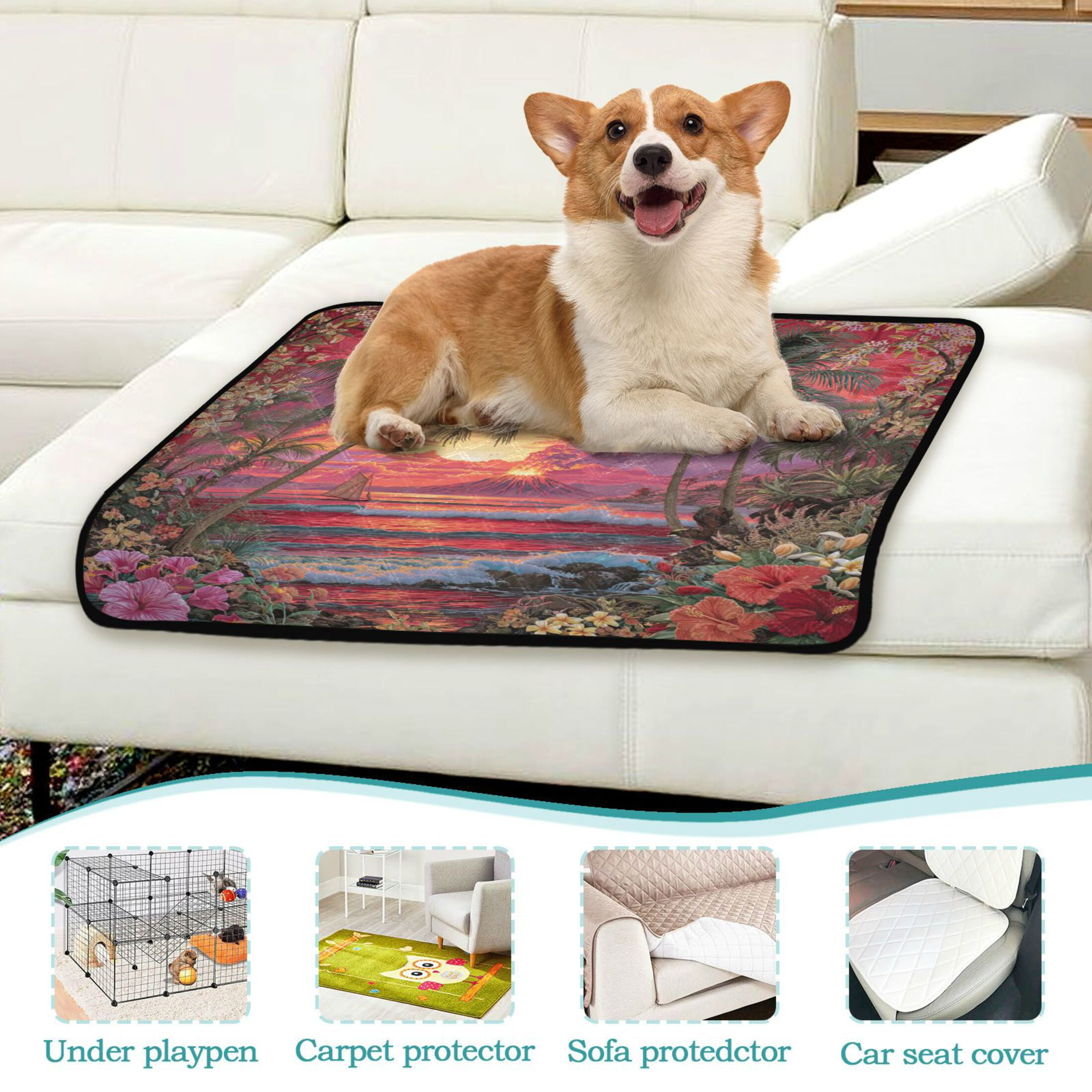 Qxltty Volcanic Island Cat litter Pads Pet Set of 3 Diaper Mats Center Anti-leakage Layer Absorbent Soft and Comfortable