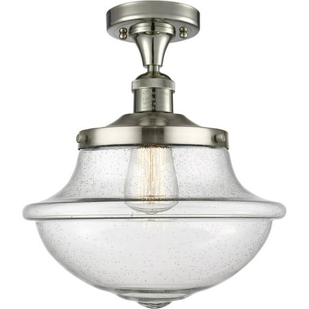 

Polished Nickel Tone Semi Flush 12 Wide Steel/Cast Brass/Glass Medium Base 1 Light Fixture