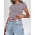 thumbnail image 2 of Crop Workout Tops for Women Pack Summer Short Sleeve Gym Athletic Compression Shirts Cute Tight Basic Tops Tee, 2 of 6