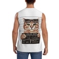 thumbnail image 4 of Fotbe Cat Holding Mugshot Sign Men's Camiseta sin Mangas Estampada para Hombres, Playera Casual para Gimnasio, Entrenamiento, Playa-3X-Large, 4 of 7