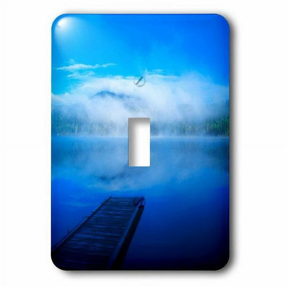 3dRose, An empty dock on a calm misty lake, single toggle switch