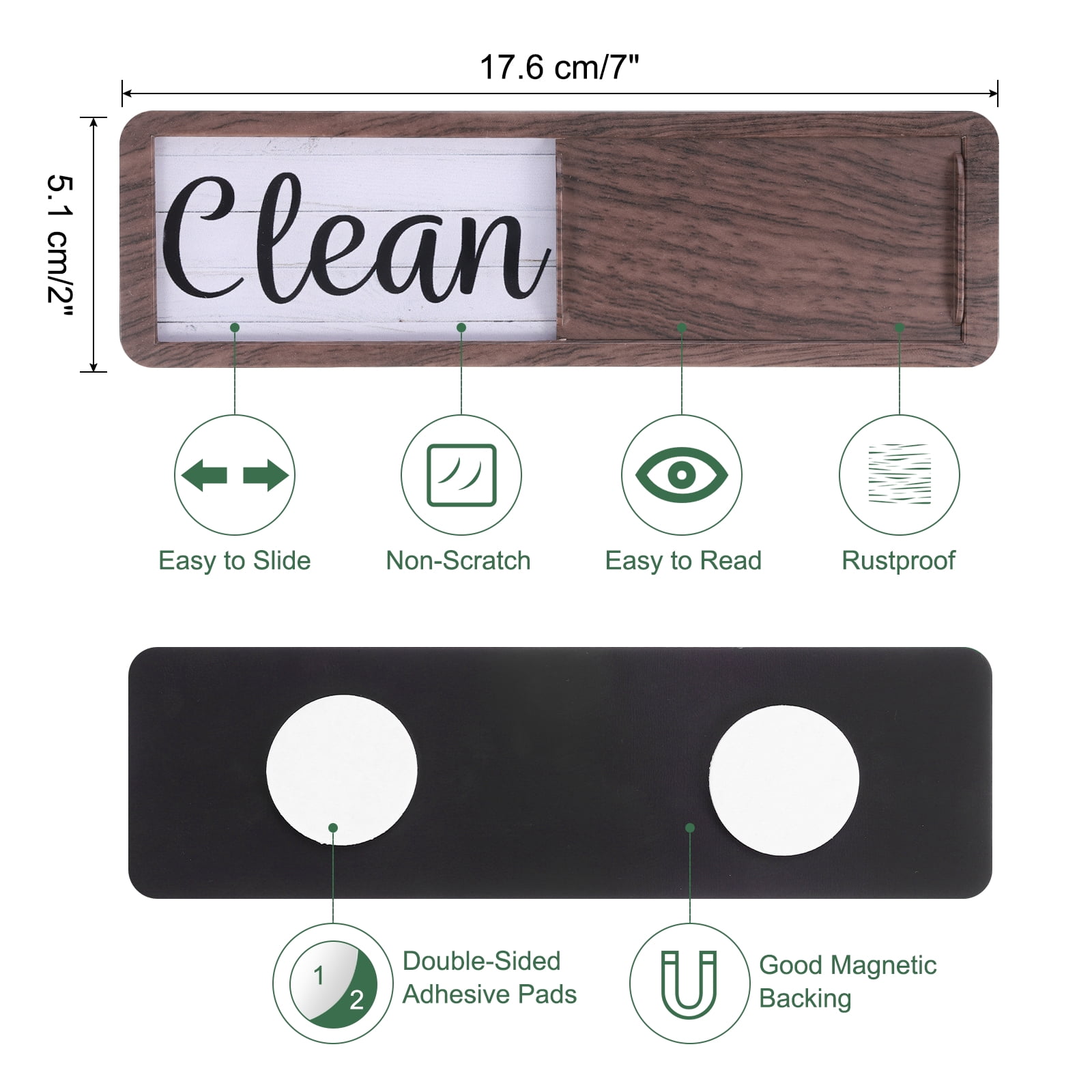 Unique Bargains Dishwasher Magnet Clean Dirty Sign Wood Grain Dark Brown