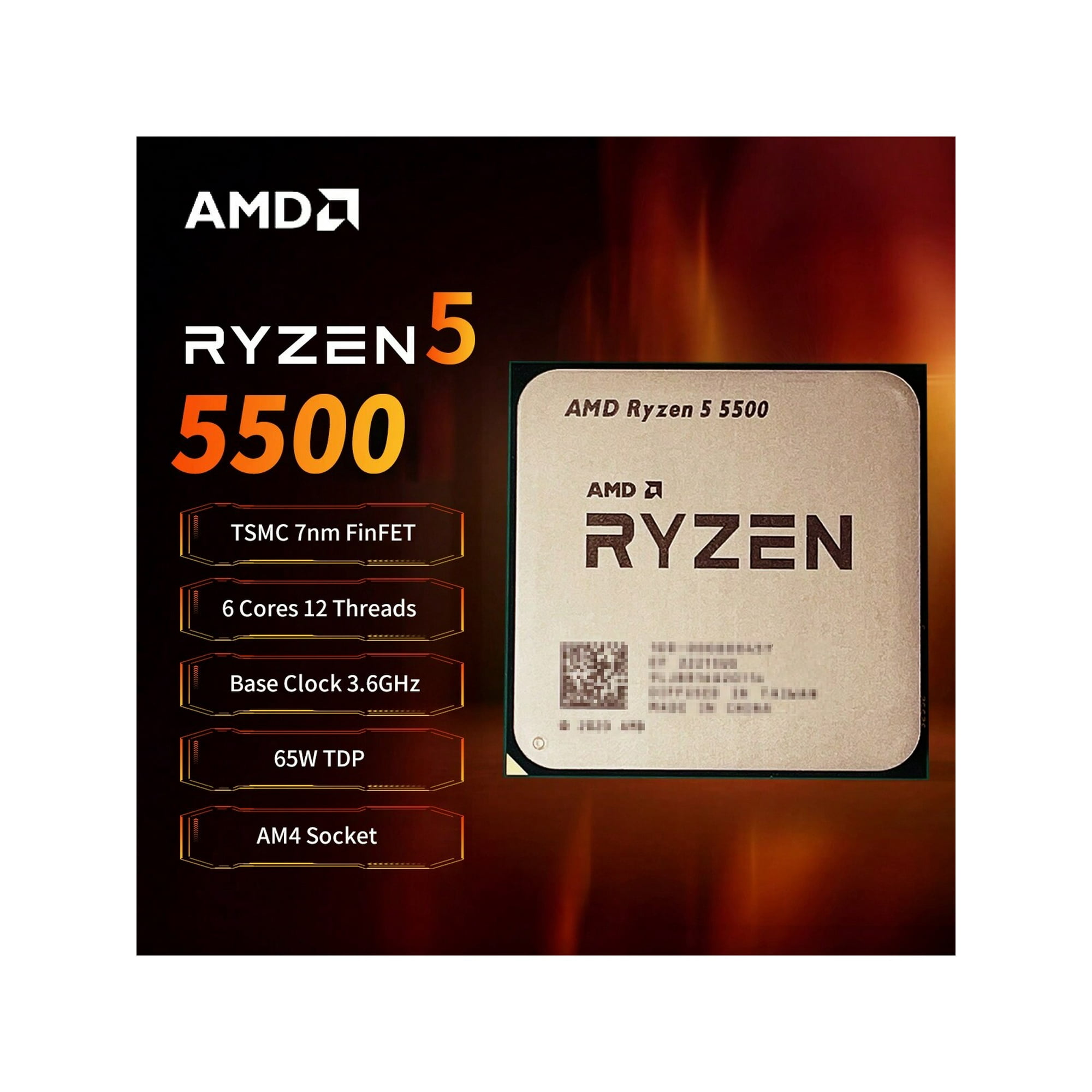 AMD RyzenTM 5 5500 6-Core, 12-Thread Gaming Desktop CPU