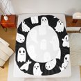 thumbnail image 5 of Homewish Cartoon Halloween Theme Twin Sheets,Cute Ghost Pattern Bedding,Black White,3 Pieces,1 Fitted Sheet and 1 Pillowcase, 5 of 6