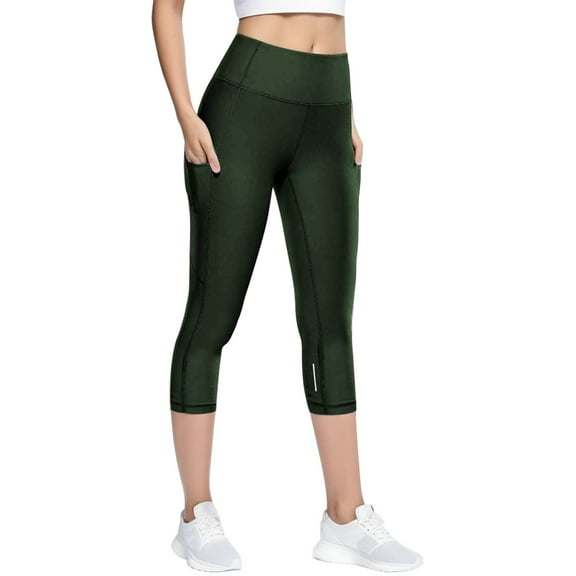 Women High Waisted Reflective Yoga Pants Tummy Control Workout Leggings Squat Proof Stretchy Gym Running Tight Fit Activewear