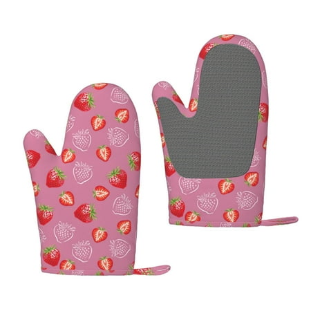 

Matuu Cute Strawberry for Silicone Oven Gloves Heat Resistant Grilling Gloves Non-Slip Silicone Oven Mitt Great for Grilling Kitchen and Cooking