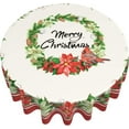 thumbnail image 6 of Poinsettia Christmas Tablecloth Round 60 Inch White and Red Christmas Round Tablecloth Washable Polyester Winter Floral Bird Decorative Table Cloth for Home Kitchen Dining Table Outdoor Party Patio, 6 of 6