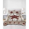 thumbnail image 2 of Twin XL Quilt Bedding Set, Red Texas Star Vintage Reversible Summer Quilt 3 Pieces, Farmhouse Berry Grey Wooden Lightweight Bedspreads Coverlets with 2 Pillow Shams for All Seasons, 2 of 5