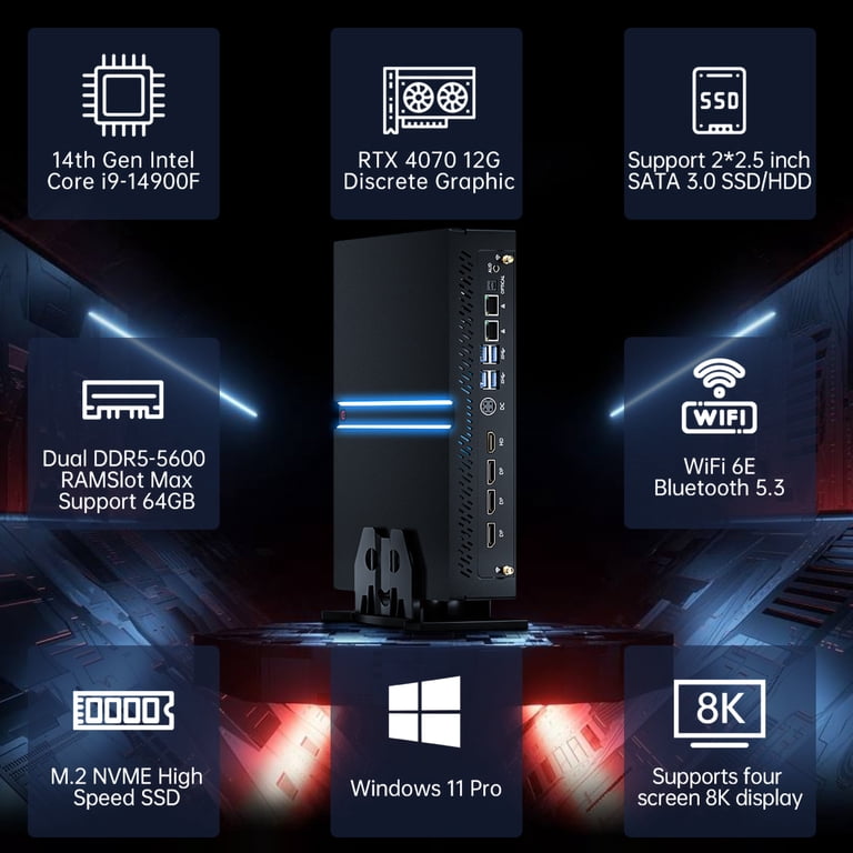 Mini Gaming PC i9-13900F with GeForce RTX4070, Mini Game Desktop