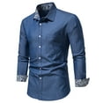 thumbnail image 5 of Men's Fashion Plus Size Long Sleeve Shirts d Button Pocket Flip Collar Casual Jeans Shirt Up to 65% off!, 5 of 8
