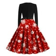 thumbnail image 5 of Cavosen Christmas Cocktail Dress for Women Crew Neck Long Sleeve Midi Evening Gowns Ball Dress Elegant A Line Wedding Guest Cocktail Party Dress, 5 of 6