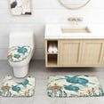 thumbnail image 4 of FRAMICS Sea Turtle Shower Curtain and Rug Sets, 16 Pc Blue Ocean Creature Landscape Bathroom Sets, Waterproof Fabric Shower Curtain with 12 Hooks and Toilet Rugs, 4 of 9