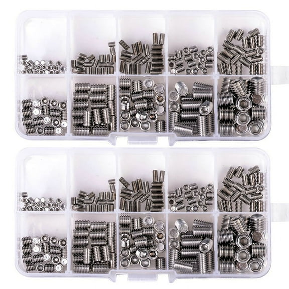 400Pcs 304 Stainless Steel Grub Screws Hex Socket Screw Assortment Kit Set M3//M5/M6/M8
