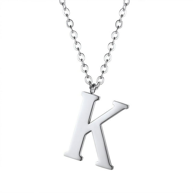 PROSTEEL Colgante Inicial K Collar de plata con letra del alfabeto, collar de acero inoxidable para mujeres y niñas, regalo de cumpleaños de joyería con encanto de nombre personalizado