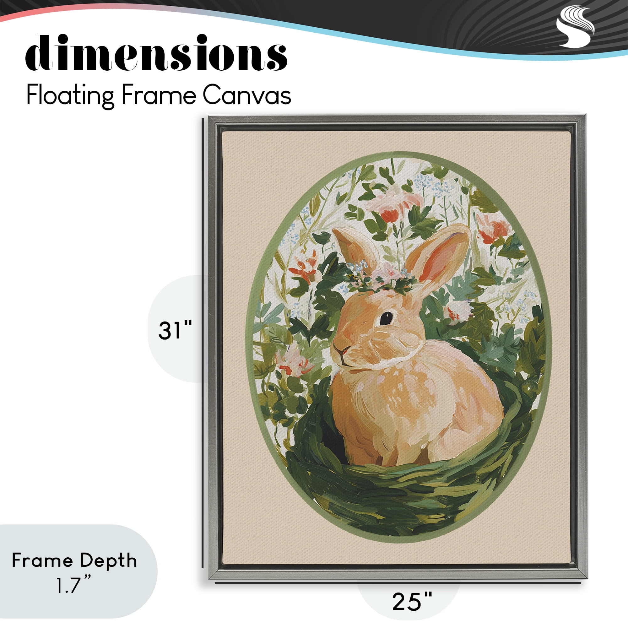 Stupell Industries Bloom Nest Bunny Gray Framed Floater Canvas Wall Art, design by Yen