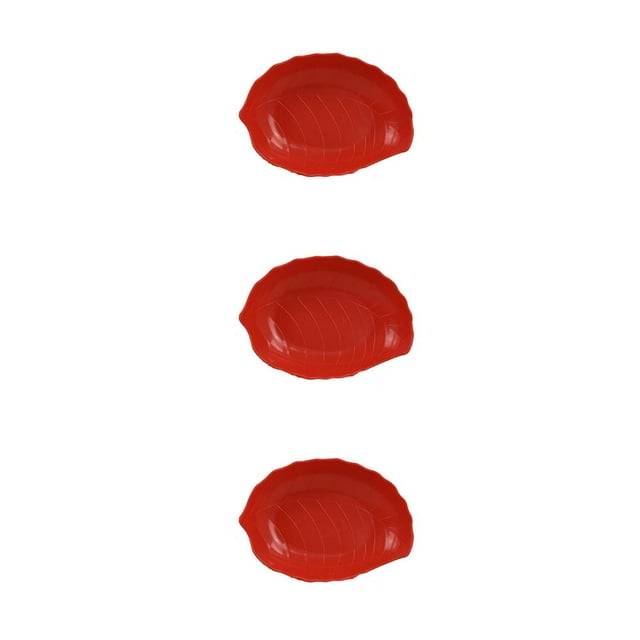 relayinert Snack Tray Candy Plate Fruit Basket Household Accessories Simulation Leaf Space Saving Kitchen Gadget Party Accessory Decoration Red 3Set