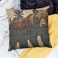 thumbnail image 2 of SHANXI Rustic Bear Throw Pillow Covers,Cabin Deer Hunting Cushion Case for Home Living Room Decor, Reversible Farmhouse Animals Plaid Grid Brown Decorative Throw Cushion Case 24x24in, 2 of 5
