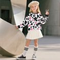thumbnail image 3 of Xoenoiee Cow Paw Heart Print Girls Casual Pullover Top, Oversized Crewneck Sweatshirt with Side Slit, Long Sleeve Tunic Sweater Fall Outfits, Size 5-6 Years, 3 of 7
