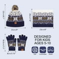 thumbnail image 6 of Vbiger 3Pcs Kids Winter Knitted Hats Scarf Gloves Set Warm Fleece Lining Cap for age 5-10 Boys Girls, 6 of 7