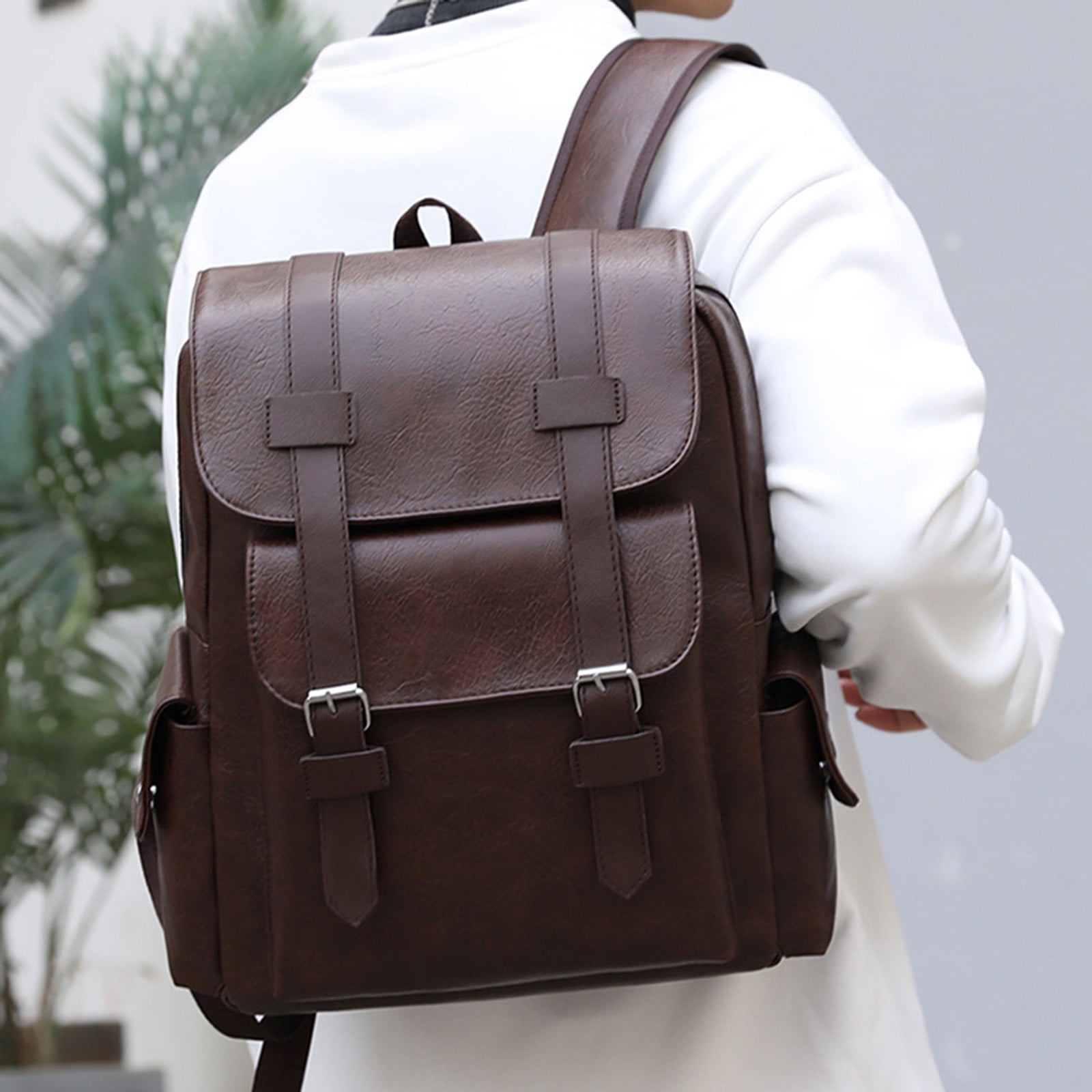 Leather backpack for college students sale