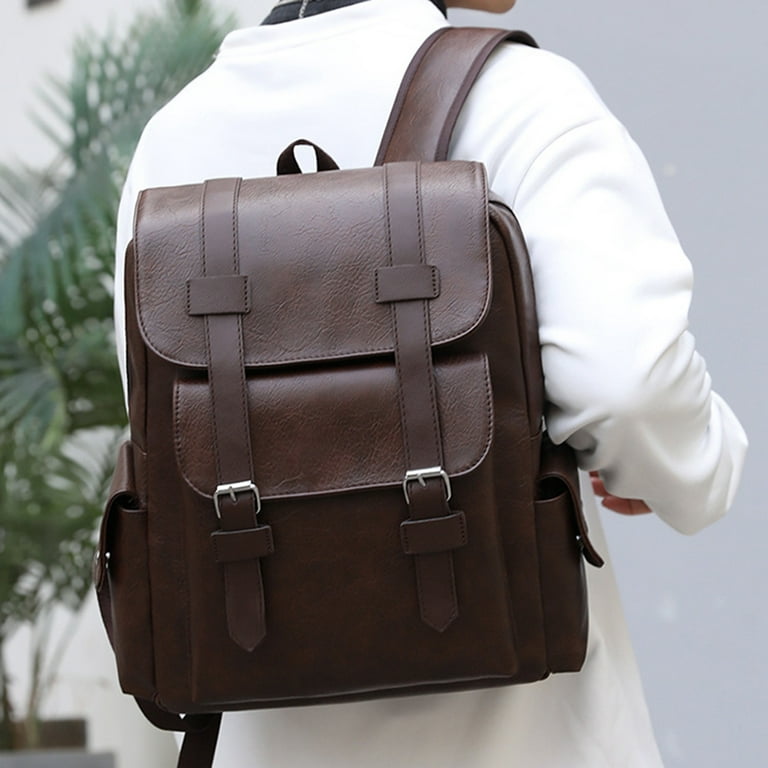 30L Faux Leather Laptop Backpack Men Women, Brown College Backpack, Casual  Backpack, School Backpack, Office Backpack