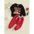 thumbnail image 3 of Toddler Baby Boy Girl Christmas Outfit Infant My First Christmas Sweatshirt Jogger Pants Clothes Set, 3 of 9
