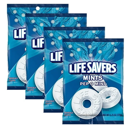 625 Mint - (4 Pack) Life Savers Pep O Mint Candy Bag, 6.25 ounce