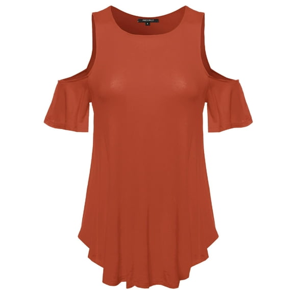 FashionOutfit Women's Cold Shoulder Solid Top